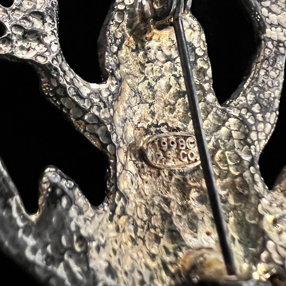 VTG 1998 Plainville Stock Co PSCO Brooch Frog Gold Tone Clear Blue Rhinestones - Picture 4 of 10